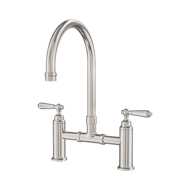 An image of Nero Tapware York Bridge Kitchen Set Brushed Nickel