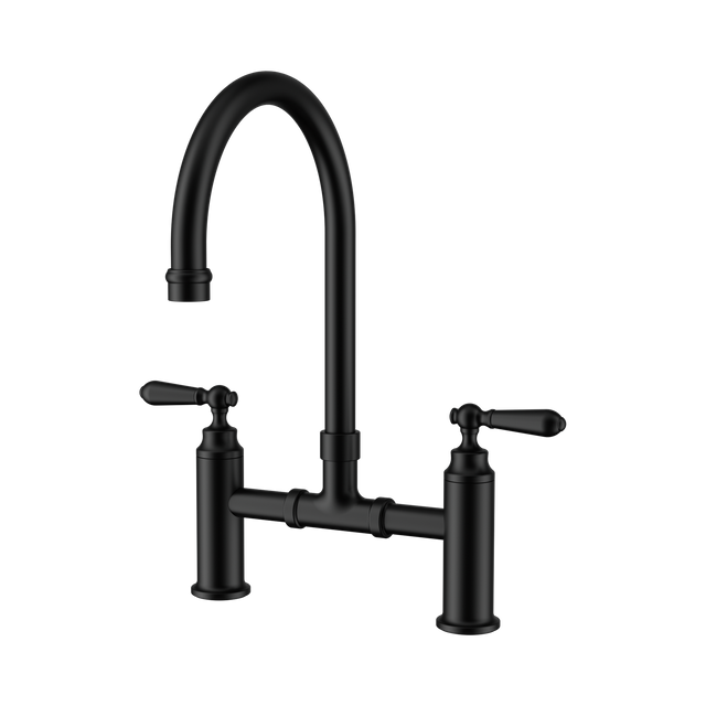 An image of Nero Tapware York Bridge Kitchen Set Matte Black