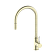 An image of Nero Tapware York Pull Out Sink Mixer With Vegie Spray Function With White Porcelain Lever Aged Brass