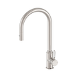 An image of Nero Tapware York Pull Out Sink Mixer With Vegie Spray Function With White Porcelain Lever Brushed Nickel