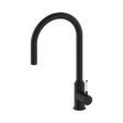 An image of Nero Tapware York Pull Out Sink Mixer With Vegie Spray Function With White Porcelain Lever Matte Black
