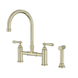 An image of Nero Tapware York Bridge Kitchen Set With Hand Spray Aged Brass