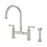 An image of Nero Tapware York Bridge Kitchen Set With Hand Spray Brushed Nickel