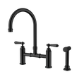 An image of Nero Tapware York Bridge Kitchen Set With Hand Spray Matte Black