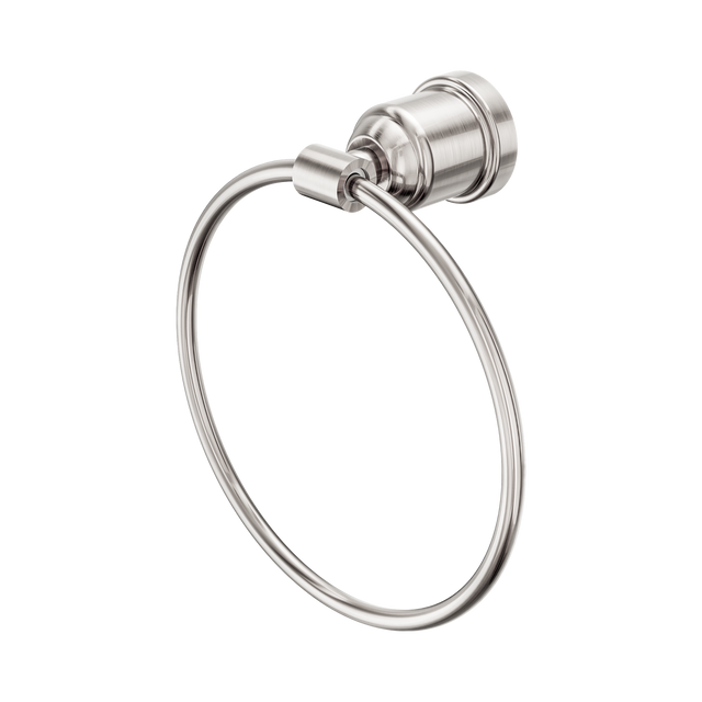 An image of Nero Tapware York Towel Ring Brushed Nickel