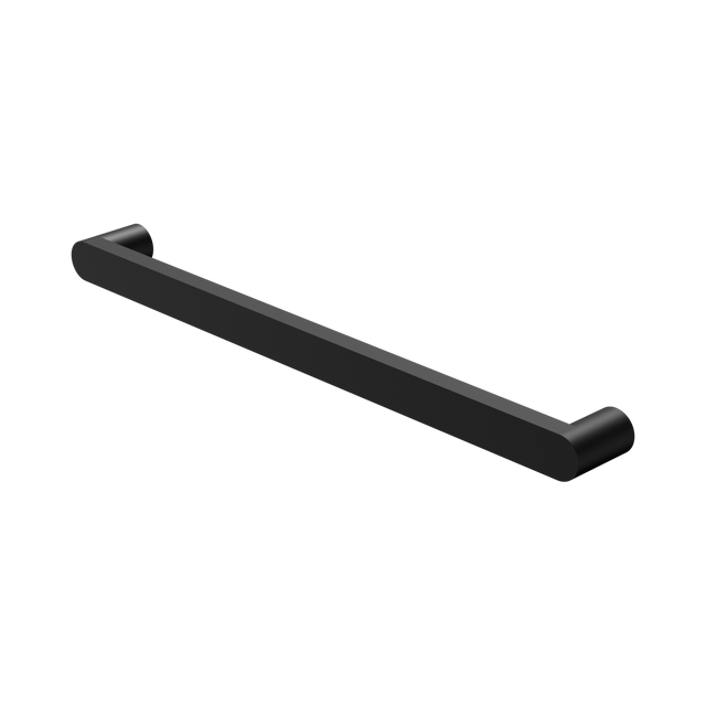 An image of Nero Tapware Bianca 240V Single Heated Towel Rail Matte Black
