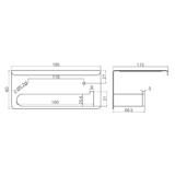 A line drawing of Nero Tapware Bianca Toilet Roll Holder With Phone Holder Brushed Bronze