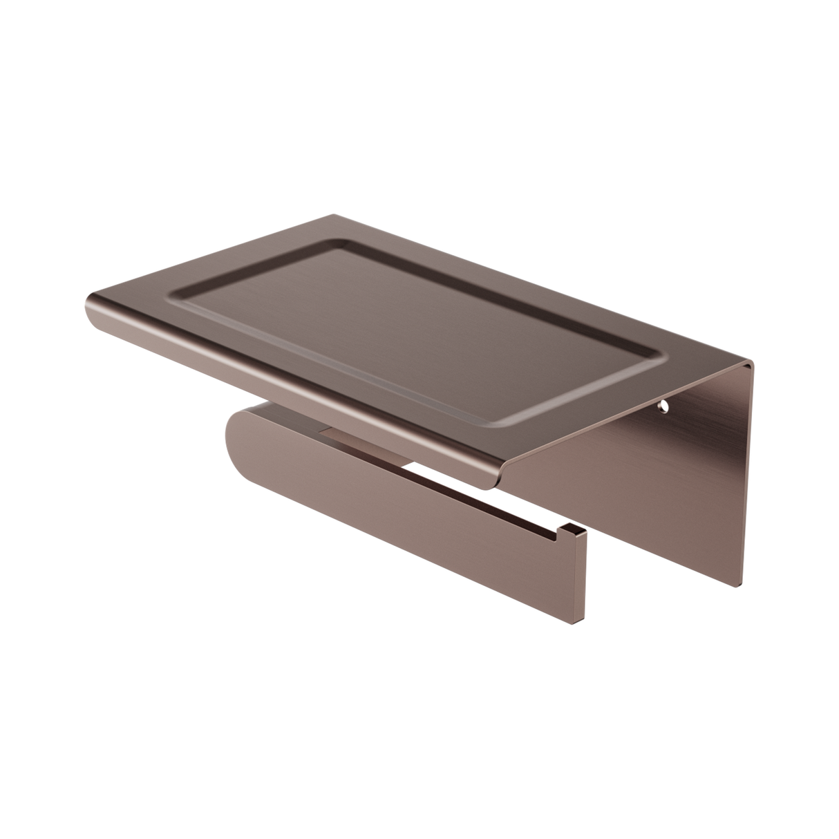 An image of Nero Tapware Bianca Toilet Roll Holder With Phone Holder Brushed Bronze