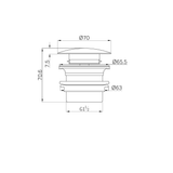 A line drawing of Nero Tapware 40mm Bath Pop-Up Plug With Removable Waste No Overflow Chrome
