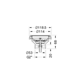 A line drawing of Nero Tapware Kitchen Sink Basket Waste PVD Black