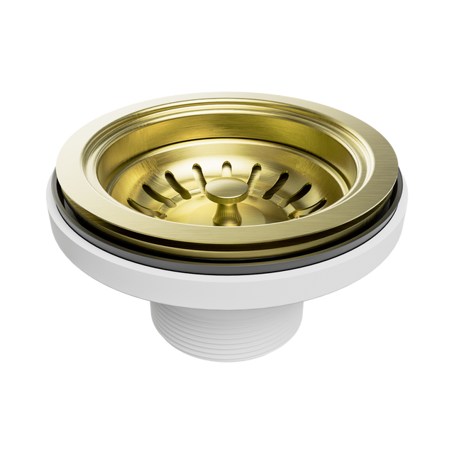 An image of Nero Tapware Kitchen Sink Basket Waste Brushed Gold