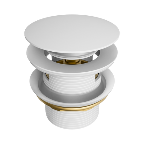 An image of Nero Tapware Pop Up Bath Waste 40mm With Overflow Matte White