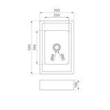 A line drawing of Nero Tapware Opal Rectangle Stainless Steel Basin Brushed Gold
