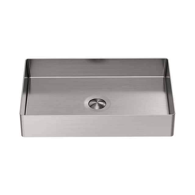 An image of Nero Tapware Opal Rectangle Stainless Steel Basin Brushed Nickel