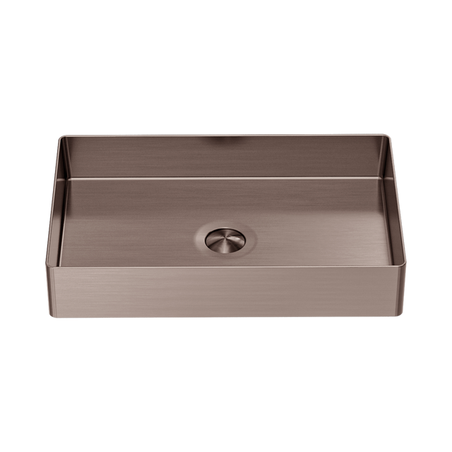 An image of Nero Tapware Opal Rectangle Stainless Steel Basin Brushed Bronze