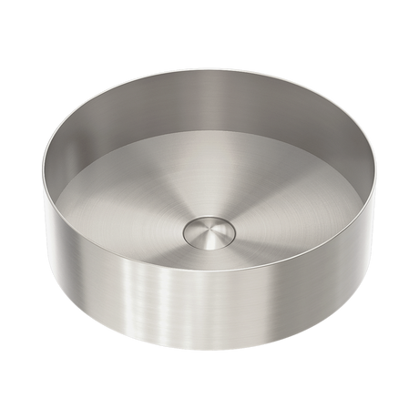 An image of Nero Tapware Opal Round 400mm Stainless Steel Basin Brushed Nickel