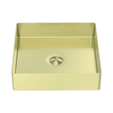 An image of Nero Tapware Opal Square 400mm Stainless Steel Basin Brushed Gold
