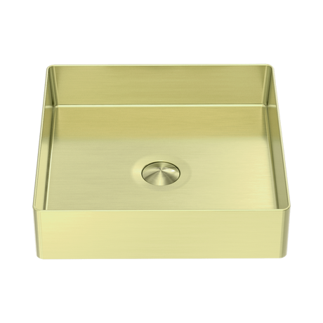 An image of Nero Tapware Opal Square 400mm Stainless Steel Basin Brushed Gold