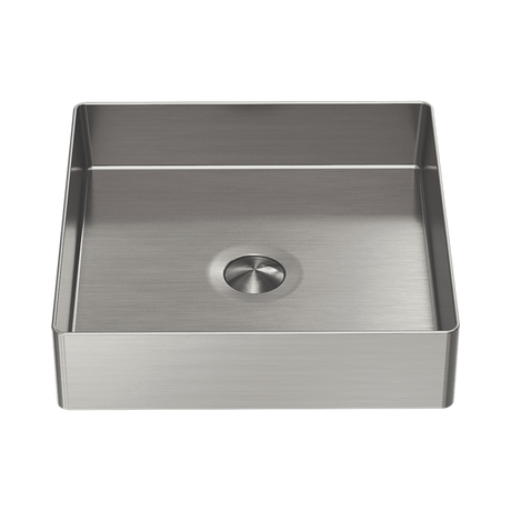 An image of Nero Tapware Opal Square 400mm Stainless Steel Basin Brushed Nickel