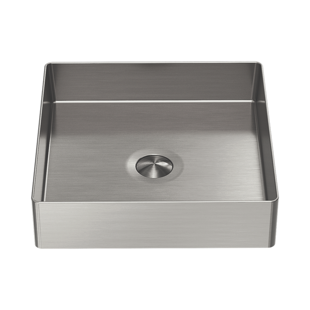 An image of Nero Tapware Opal Square 400mm Stainless Steel Basin Brushed Nickel