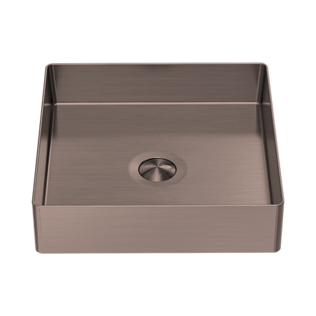 An image of Nero Tapware Opal Square 400mm Stainless Steel Basin Brushed Bronze