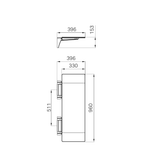 A line drawing of Nero Tapware Mecca Care Shower Seat 960X330mm Matte Black