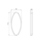 A line drawing of Nero Tapware Backrest Removable Wall Cover Plate Chrome