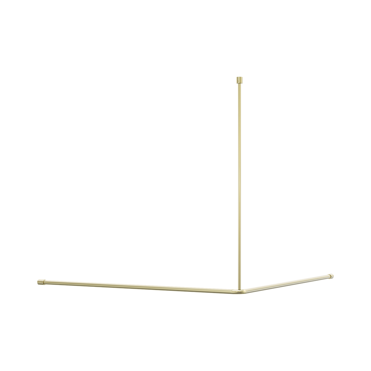 An image of Nero Tapware Mecca Care Curtain Rail 1200x1200mm 90 Degree Brushed Gold