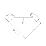 A line drawing of Nero Tapware Mecca Care 25mm Footrest Corner Grab Rail 215mm Brushed Nickel