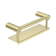An image of Nero Tapware Mecca Care 25mm Grab Rail With Shelf 300mm Brushed Gold