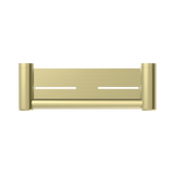 An image of Nero Tapware Mecca Care 25mm Grab Rail With Shelf 300mm Brushed Gold