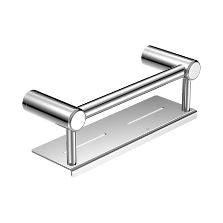 An image of Nero Tapware Mecca Care 25mm Grab Rail With Shelf 300mm Chrome