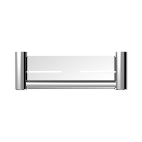 An image of Nero Tapware Mecca Care 25mm Grab Rail With Shelf 300mm Chrome