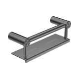 An image of Nero Tapware Mecca Care 25mm Grab Rail With Shelf 300mm Gun Metal