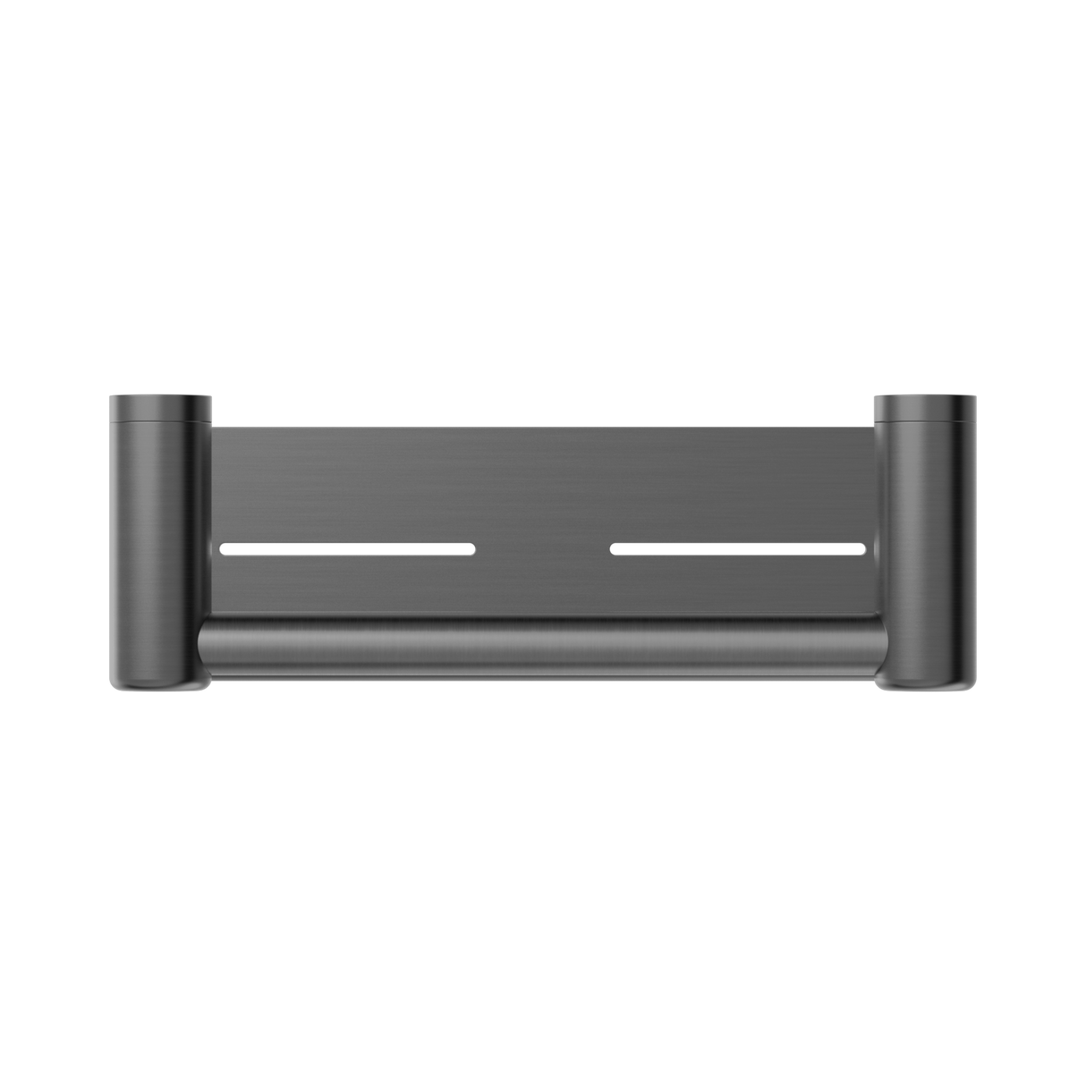 An image of Nero Tapware Mecca Care 25mm Grab Rail With Shelf 300mm Gun Metal