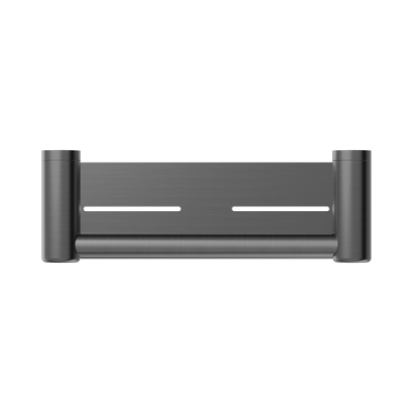 An image of Nero Tapware Mecca Care 25mm Grab Rail With Shelf 300mm Gun Metal