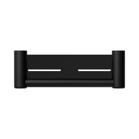 An image of Nero Tapware Mecca Care 25mm Grab Rail With Shelf 300mm Matte Black