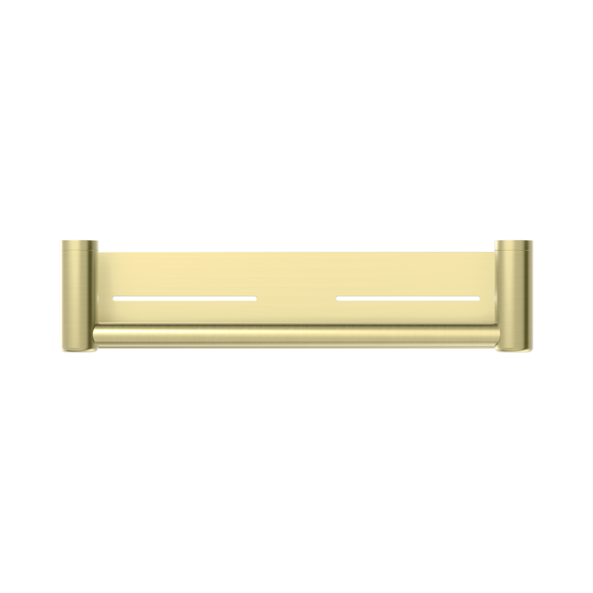 An image of Nero Tapware Mecca Care 25mm Grab Rail With Shelf 450mm Brushed Gold