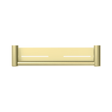 An image of Nero Tapware Mecca Care 25mm Grab Rail With Shelf 450mm Brushed Gold