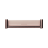 An image of Nero Tapware Mecca Care 25mm Grab Rail With Shelf 450mm Brushed Bronze