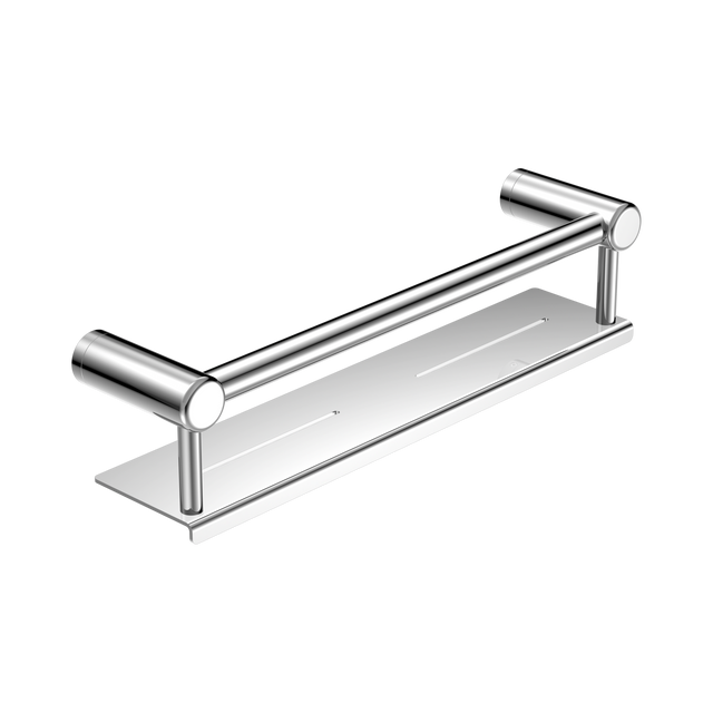 An image of Nero Tapware Mecca Care 25mm Grab Rail With Shelf 450mm Chrome