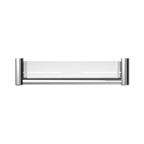 An image of Nero Tapware Mecca Care 25mm Grab Rail With Shelf 450mm Chrome