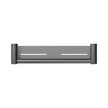 An image of Nero Tapware Mecca Care 25mm Grab Rail With Shelf 450mm Gun Metal