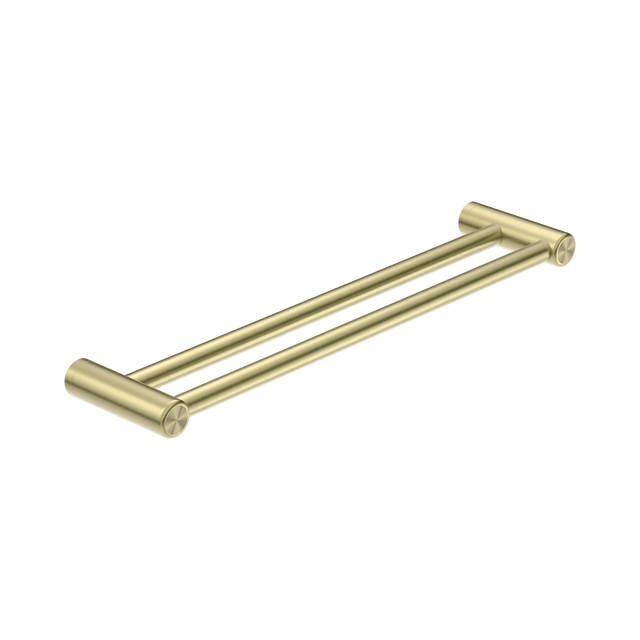 An image of Nero Tapware Mecca Care 25mm Double Towel Grab Rail 600mm Brushed Gold