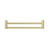 An image of Nero Tapware Mecca Care 25mm Double Towel Grab Rail 600mm Brushed Gold