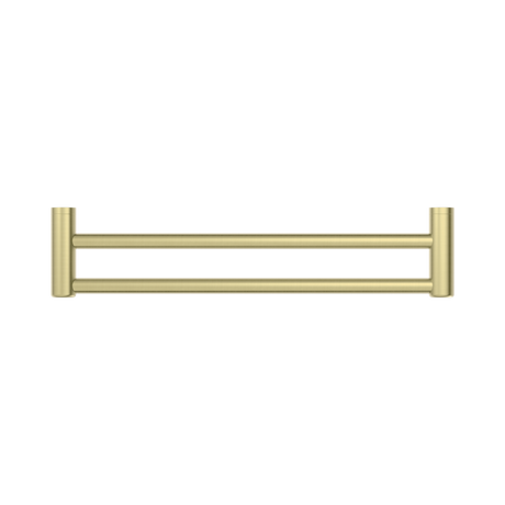 An image of Nero Tapware Mecca Care 25mm Double Towel Grab Rail 600mm Brushed Gold