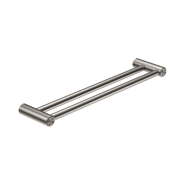 An image of Nero Tapware Mecca Care 25mm Double Towel Grab Rail 600mm Brushed Nickel