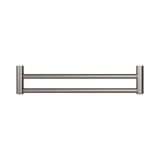 An image of Nero Tapware Mecca Care 25mm Double Towel Grab Rail 600mm Brushed Nickel