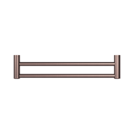 An image of Nero Tapware Mecca Care 25mm Double Towel Grab Rail 600mm Brushed Bronze