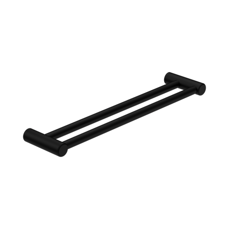 An image of Nero Tapware Mecca Care 25mm Double Towel Grab Rail 600mm Matte Black